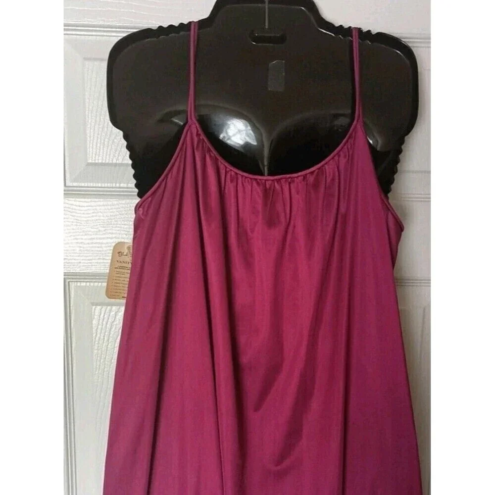 Vintage Vanity Fair Nylon Nightgown Long Deep Purple Sz Medium USA Made Coquette